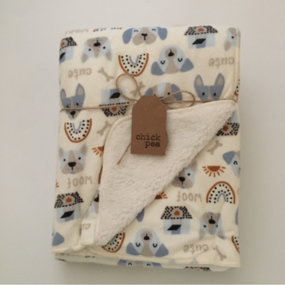 chick pea Other New Chick Pea Baby Blanket Sherpa Reversible Blue Puppy Dogs Theme Baby Gift